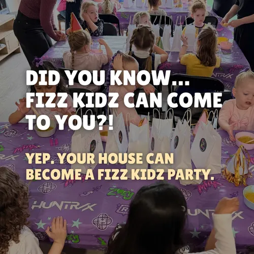 Plot twist.. you don’t actually have to come to Fizz Kidz to have a Fizz Kidz party!!

We can bring the FIZZ straight to you!! Your home, your little party crew, and all the making, mixing, creating and Fizz Kidz fun you know and love, without having to leave the house.

Yep… we really do bring the party to you. Know someone who NEEDS to know about this? Send this their way