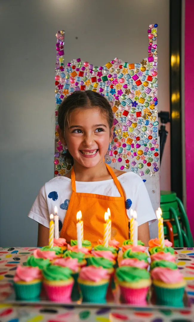 A child celebrating their birthday at Fizz Kidz
