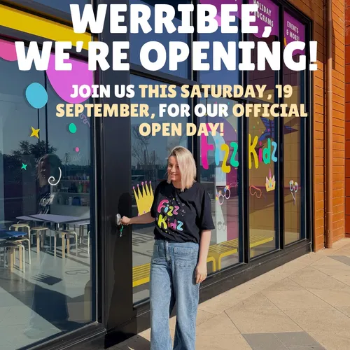 Werribee, it’s finally time! 🎉

Our brand new Fizz Kidz studio is opening its doors this Saturday, 19 September, and we’re celebrating with four fun-filled Open Day sessions for just $15 per child!

Come explore the new space, meet the team and experience all the creativity, colour and fun that Fizz Kidz is known for.

Places are limited, so book your preferred session through the link in our bio!