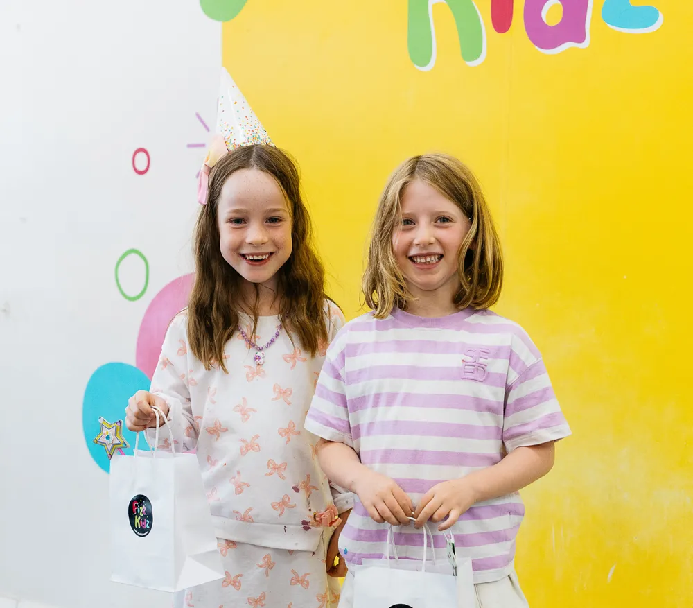Kids holding slime