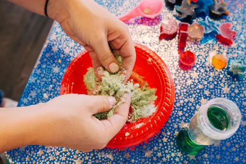 Bath bombs being made in a bowl